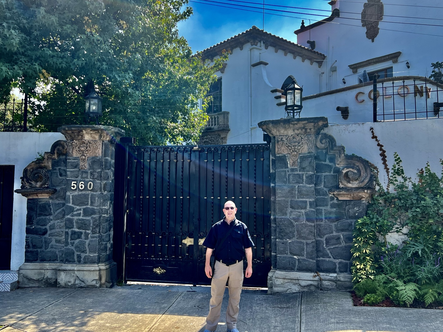 Security professional outside a private residence
